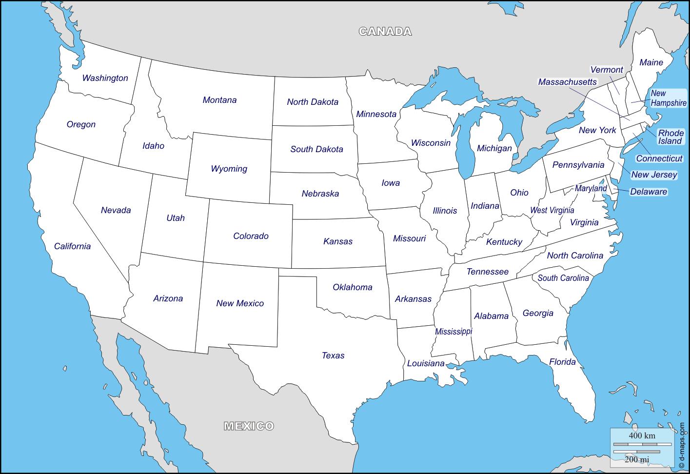 Mapa Dels Estats Units Amb Els Noms Dels Estats Mapa Dels Eua Amb Noms D Estats Nord America America